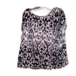 Cathy Daniels 1X Polyester Spandex Modern Print Blouse Capped Sleeves💜